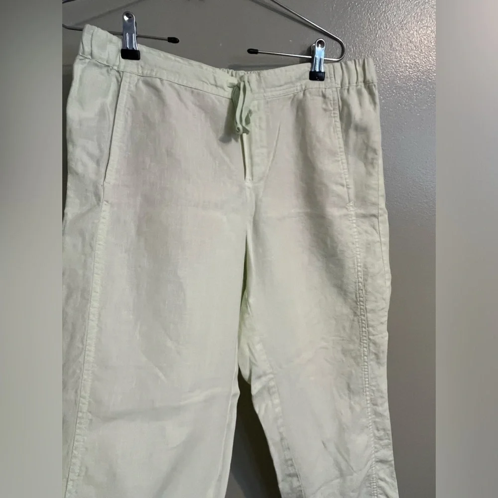 J Jill Love Linen Womens 100% Linen Pull On Ankle Pants Light Green Sz M